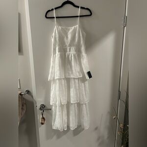 Lulu's White Sleeveless Tiered Midi Dress